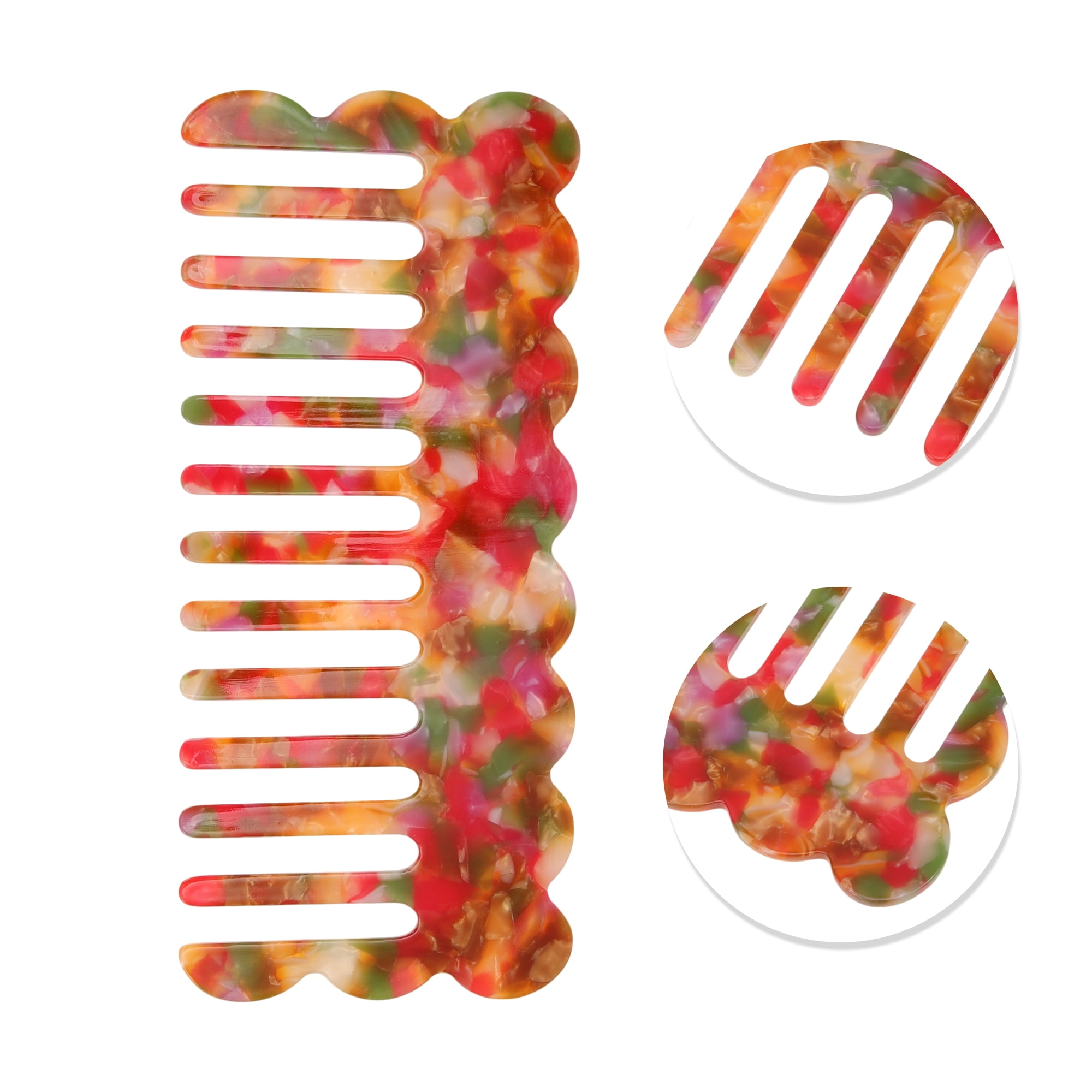 Unique Bargains 1 Pc Portable Wave Shaped Hair Comb for All Hair Types Styles Colorful