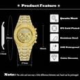 thumbnail image 5 of Exquisite Cubic Zirconia Quartz Men's Watch - Precise Quartz Movement, Cubic Zirconia Decoration, Stainless Steel Strap, Perfect Party Accessory, 5 of 13