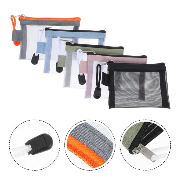 OULII 5Pcs Small Mesh Makeup Bags with Zipper Multifunctional Cosmetic Organizers