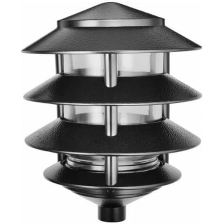 RAB Lighting LL22B Incandescent 4 Tier Lawn Light, A-19 Type, 100W Power, 1650 Lumens, 120VAC, Black