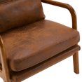 thumbnail image 5 of Modern Accent Chair with High Backrest and 1 Lumbar Pillow, Iron Frame Linen Material Armchair with Detachable Backrest and Seat, Upholstered Casual Chair with Solid Wood Arm, Burnt Orange, 5 of 7