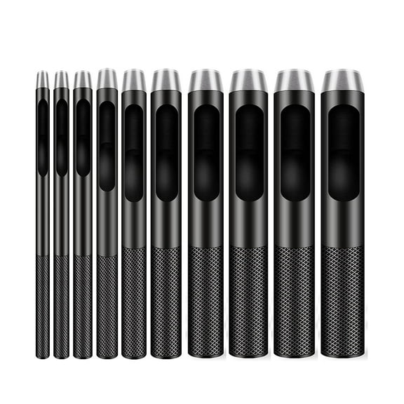 10pcs Round Steel Leather Craft Hollow Hole Punch 1mm to 10mm for Leather Belt Watch Band Gasket