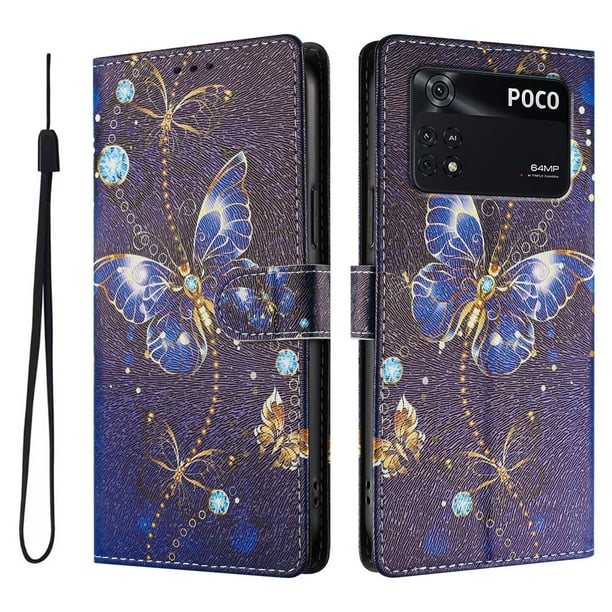 FOXDOCK Funda Tipo Cartera para Xiaomi POCO M4 Pro 4G con Soporte y Correa – Diseño de Patrones Lindos