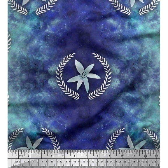 Soimoi Poly Georgette Fabric Leaves,Floral & Galaxy Texture Print Fabric by The Yard 42 Inch Wide