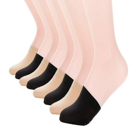 

MANZI Women s 8 Pairs Non-Skid Toe Topper No Show Liner Socks Black Nude