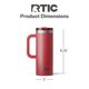 thumbnail image 5 of Taza de viaje RTIC Road Trip 600 ml con bandera de acero inoxidable, color rojo, 5 of 7