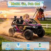 Joyracer 800W 24V Ride on Toys UTV for Kids, 2-Seater, 4WD Power Car Wheels with Remote Control, Bluetooth Music, Rear Storage Box, Four-Wheel Suspension, LED Lights, Pink