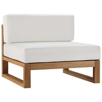 Modway Upland Outdoor Patio Teak Wood Armless Chair in Natural White