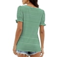 thumbnail image 3 of Wowcloth Women's Casual Short Sleeve T-shirt with Striped Print, Square Neck for Daily Wear, 3 of 5
