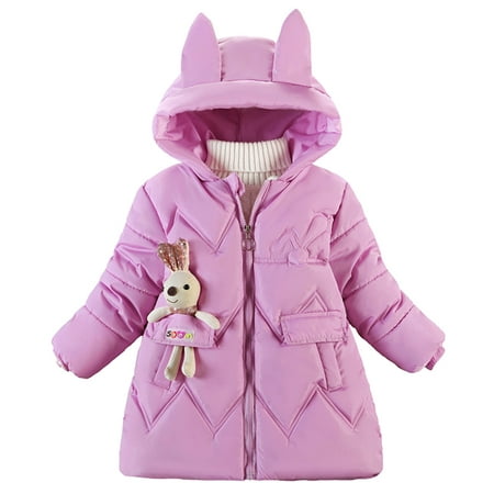 

EHTMSAK Children Boy Girls Thicken Zip Up Outerwear Toddler Baby Long Sleeve Hooded Puffer Jacket Padded Fall Winter Coat Light Purple 1Y-5Y 110