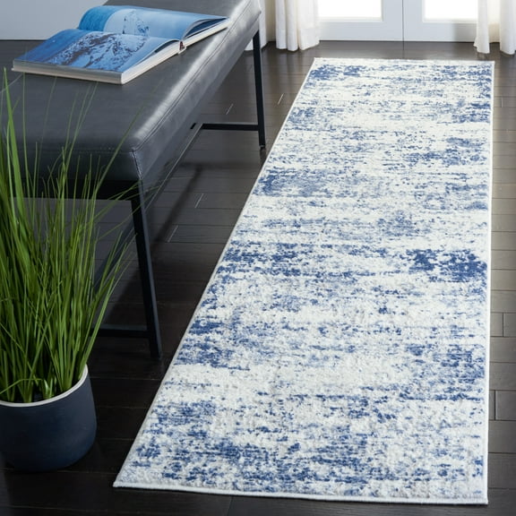 SAFAVIEH Amelia Ian Abstract Runner Rug, Ivory/Navy, 2'2" x 22'