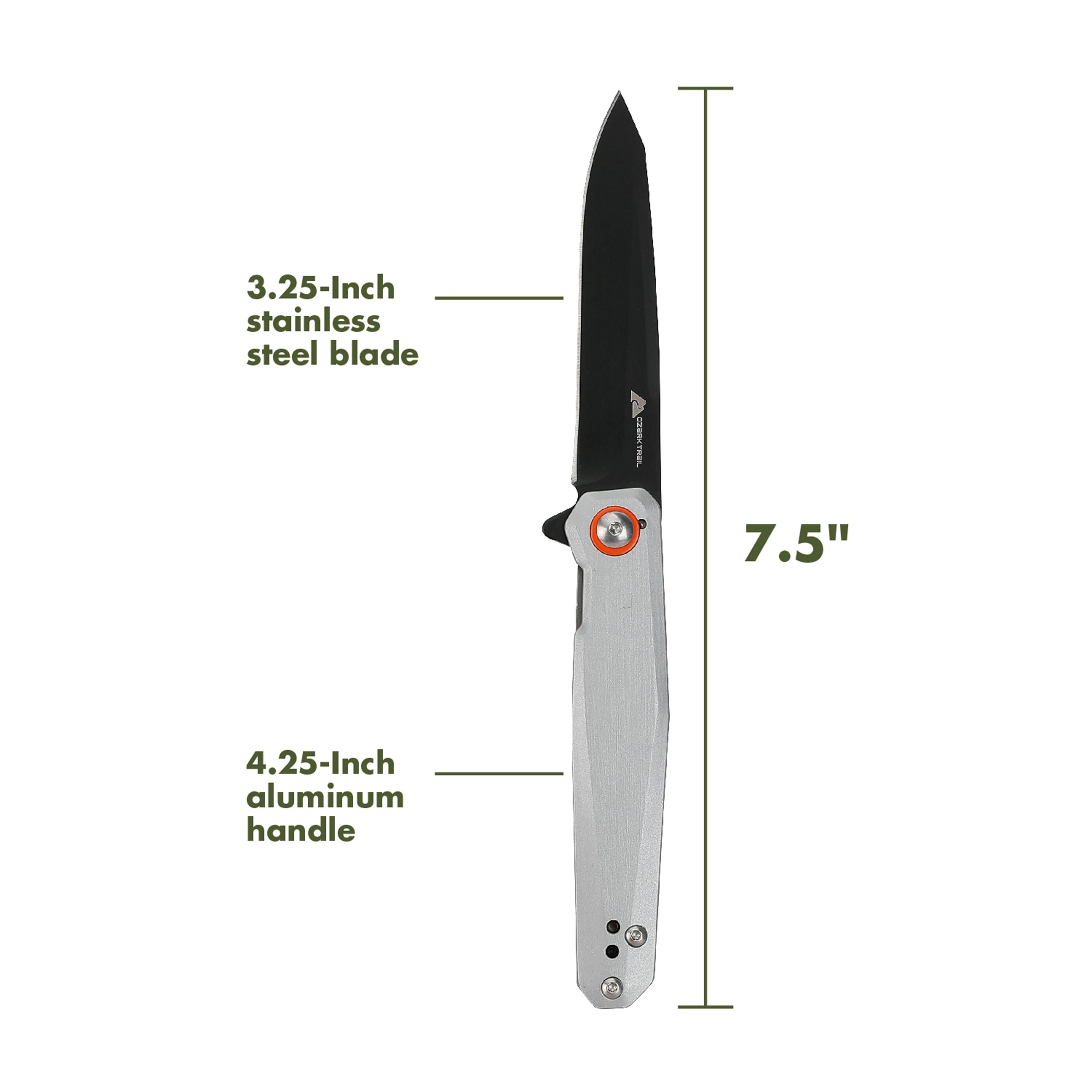 Ozark Trail Cumulus 7.5 in Frame Lock Folding Knife Silver