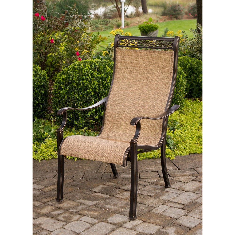 Hanover Monaco 7-Piece Dining Set with Six Sling-back Dining Chairs and One Extra Large Glass-top Dining Table
