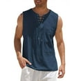 thumbnail image 2 of hotojiny Renaissance Shirts for Men Medieval Lace-Up Plain Tank Top Casual Sleeveless Cotton Linen Shirt for Party Club, 2 of 6