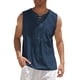 thumbnail image 1 of Camiseta sin mangas con cuello en V para hombre, color liso, moderna, holgada, informal, con cordón y bolsillo, sin mangas, de poliéster, 1 of 6