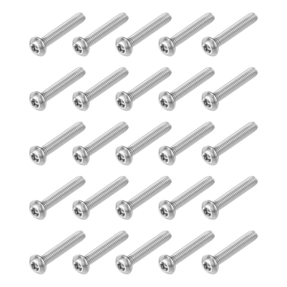 25Pack #8-32 x 1" 304 Stainless Steel Torx Security Machine Screws, Silver