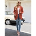 thumbnail image 3 of Chiclily Womens Long Cardigan Lightweight Sweater Open Front Long Sleeve Knit Outfits with Pockets, Orange S, 3 of 7