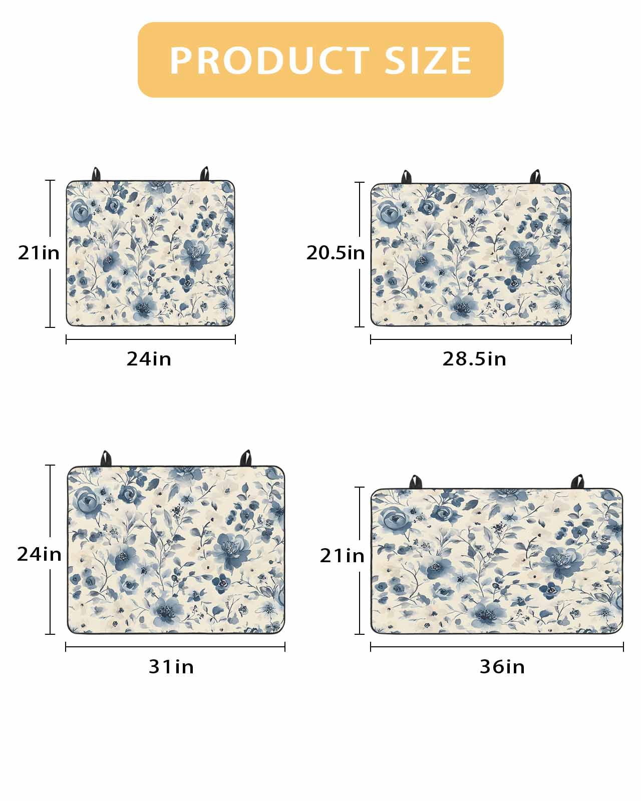 nqOlkjepod Large Induction Cooktop Protector Mat 24"x21", Botanicals Flower Stove Top Covers for Electric Stove, Blue Wildflower Garden Motifs Floral Stove Burner Cover Mats, Glass Top Stove Cover