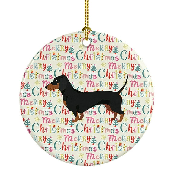 Dachshund Merry Christmas Ceramic Ornament 2.8 in x 2.8 in
