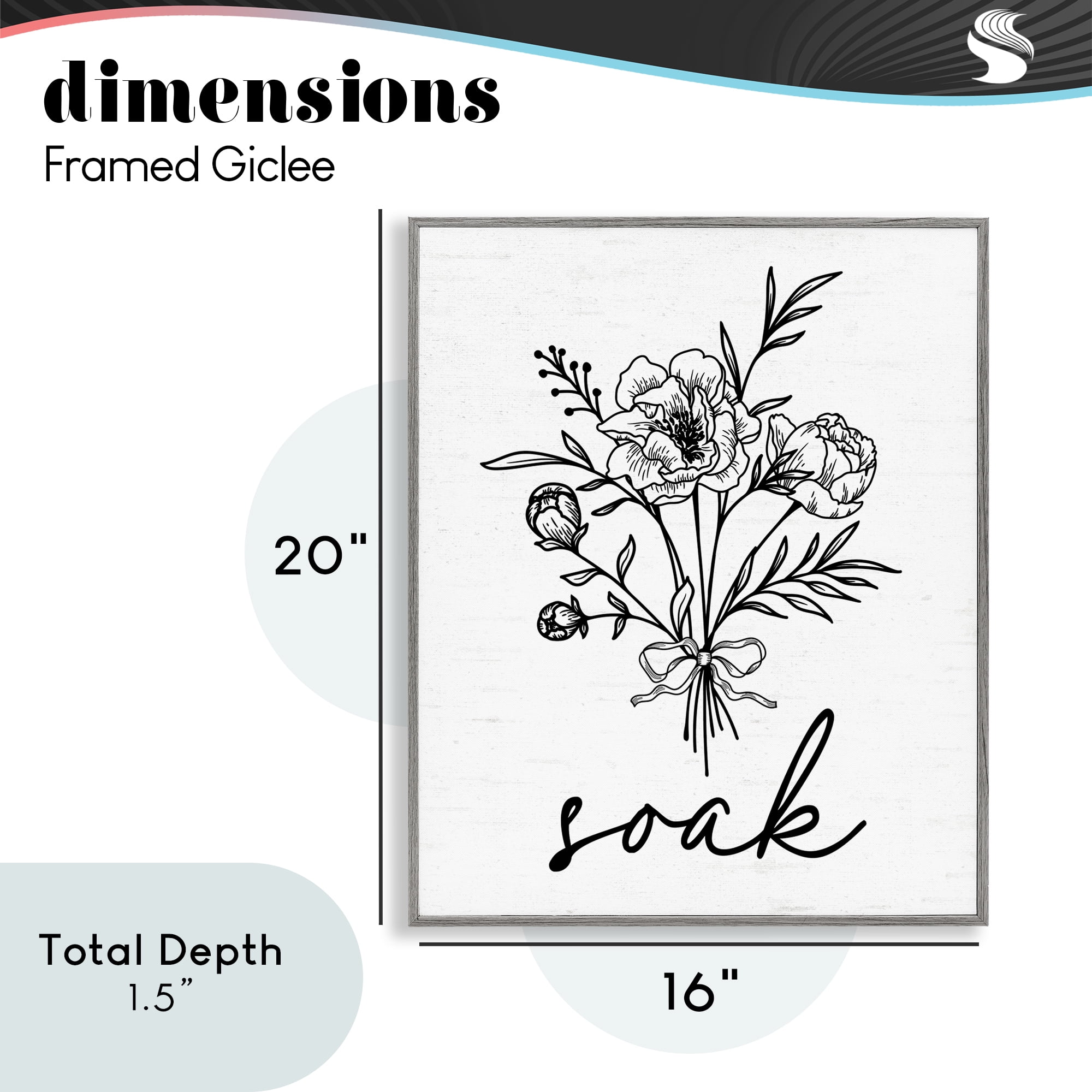 Bathroom Herb Soak Gray Framed Giclee Art, design by Lettered and Lined