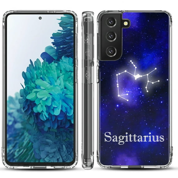Shockproof Hybrid Bumper Phone Case for Samsung galaxy S21 5G / S21 Plus 5G, by OneToughShield ® - Zodiac / Sagittarius