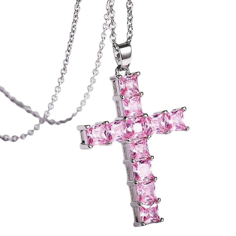 Women Jewelry Copper-Pave Zircon Cross Shape Necklace