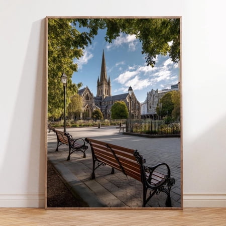 Christchurch New Zealand Cathedral Square City Landmark Art, Unframed Paper Print Size 8x12