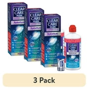 (3 pack) Clear Care Plus Cleaning and Disinfecting Contact Lens Liquid Solution for Daily Use, 12 oz