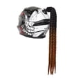 thumbnail image 3 of Peluca rizada con trenzas de cola de caballo y rastas para motocross para hombre, casco con trenza punk Marrón oscuro, 3 of 9