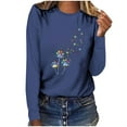 thumbnail image 1 of Pisexur Hauts pour Femmes Mode d'Automne T-Shirt à Imprimé Graphique Amusant Col Rond Manches Longues Chemises pour Femmes Chic Décontracté Hauts de Sortie Confort Polyvalent Blouses Légères, 1 of 5