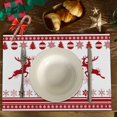 thumbnail image 2 of Christmas Place Mats Set of 6 Merry Christmas and Happy New Year Reindeer Snowflake Symmetrical Stripe Decoration Table Mat Holiday Home Kitchen Table Mat Decoration 12x18 Inch, 2 of 6