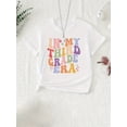 thumbnail image 1 of T-Shirt Graphique pour Filles de Ma Troisième Année - Haut Décontracté en Tricot avec Col Rond, Manches Courtes, Tenue d'Été, Tissu Extensible Moyen, Coupe Régulière, T-Shirts pour Filles, 1 of 6