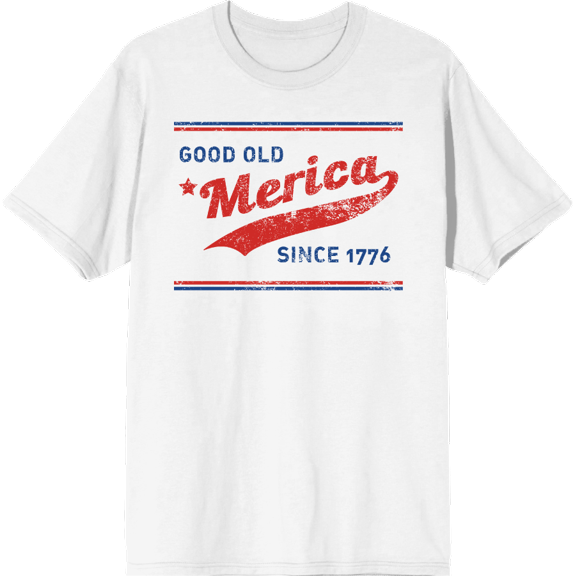 Americana Good Old 'Merica Since 1776 Men's White Crew Neck Short Sleeve Tee-Medium