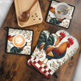 thumbnail image 5 of Rooster with Flowers Kitchen Oven Mitt and Pot Holder Sets 4 Pcs for Baking, Cooking and Grilling, Heat Resistant Up To 392 °F, 5 of 7