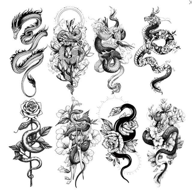 8 piezas de tatuajes extraíbles de animales realistas desechables impermeables para adultos (2) Tmvgtek Libre de BPA