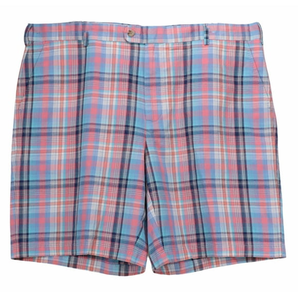 Peter Millar Men's Blue / Pink Plaid Khaki Shorts Short - 42