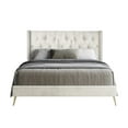 thumbnail image 2 of Home Design Homer King Diamond Tufted and Nailhead Trim Velvet Wingback Platform Bed Frame for Adult, Beige, Easy Assembly, 2 of 6