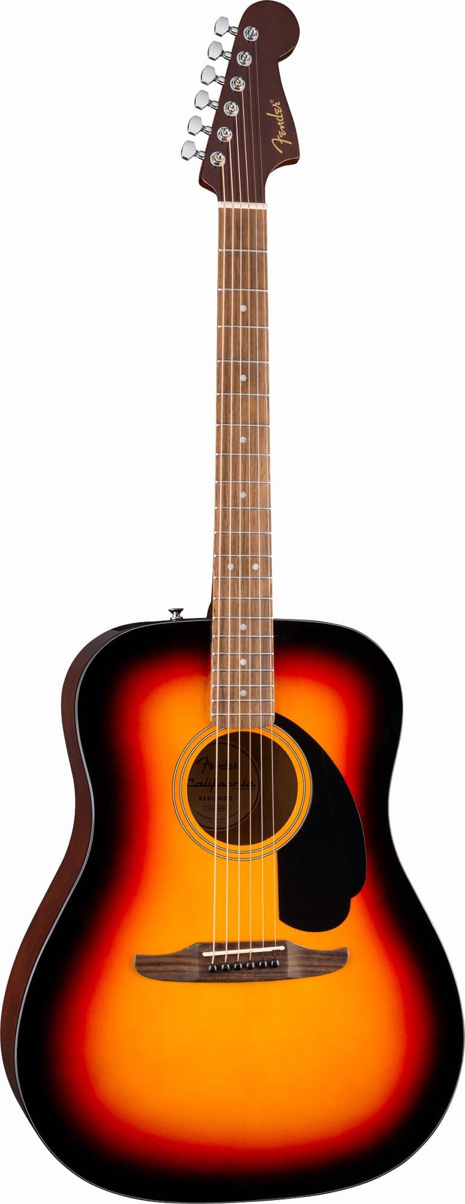 Fender California Standard Redondo Spruce Top Black Pickguard Acoustic Guitar - 3-Color Sunburst Bundle with Gig Bag, Tuner, Strap, Strings, Picks, and Austin Bazaar Instructional DVD