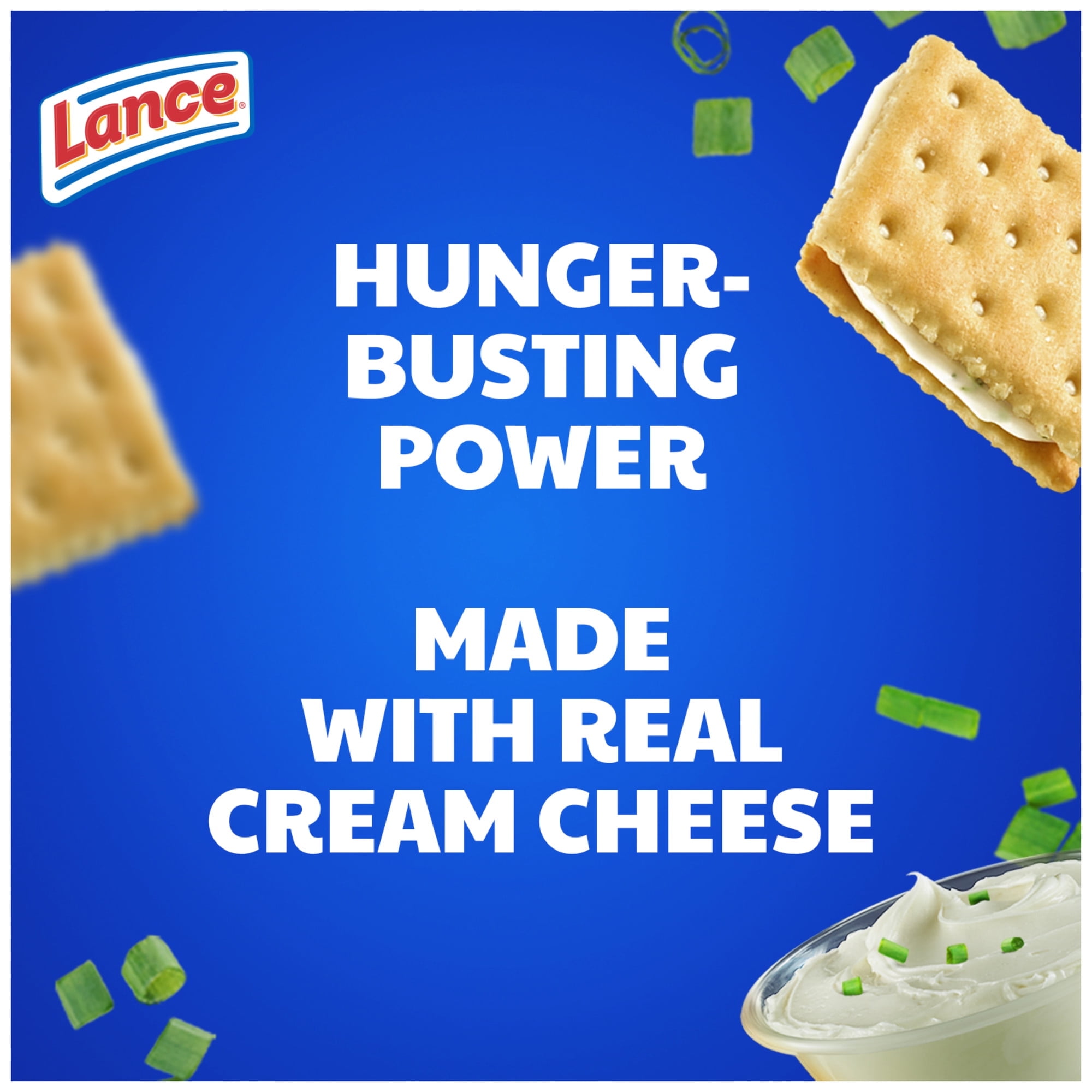 Lance Sandwich Crackers, Captain's Wafers Cream Cheese and Chives, Individual Snack Pack, 6 Sandwiches