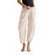 thumbnail image 1 of Pantalones anchos de lino para mujer con cintura elástica - Pantalones holgados y casuales con bolsillos para el verano y la playa, 1 of 6