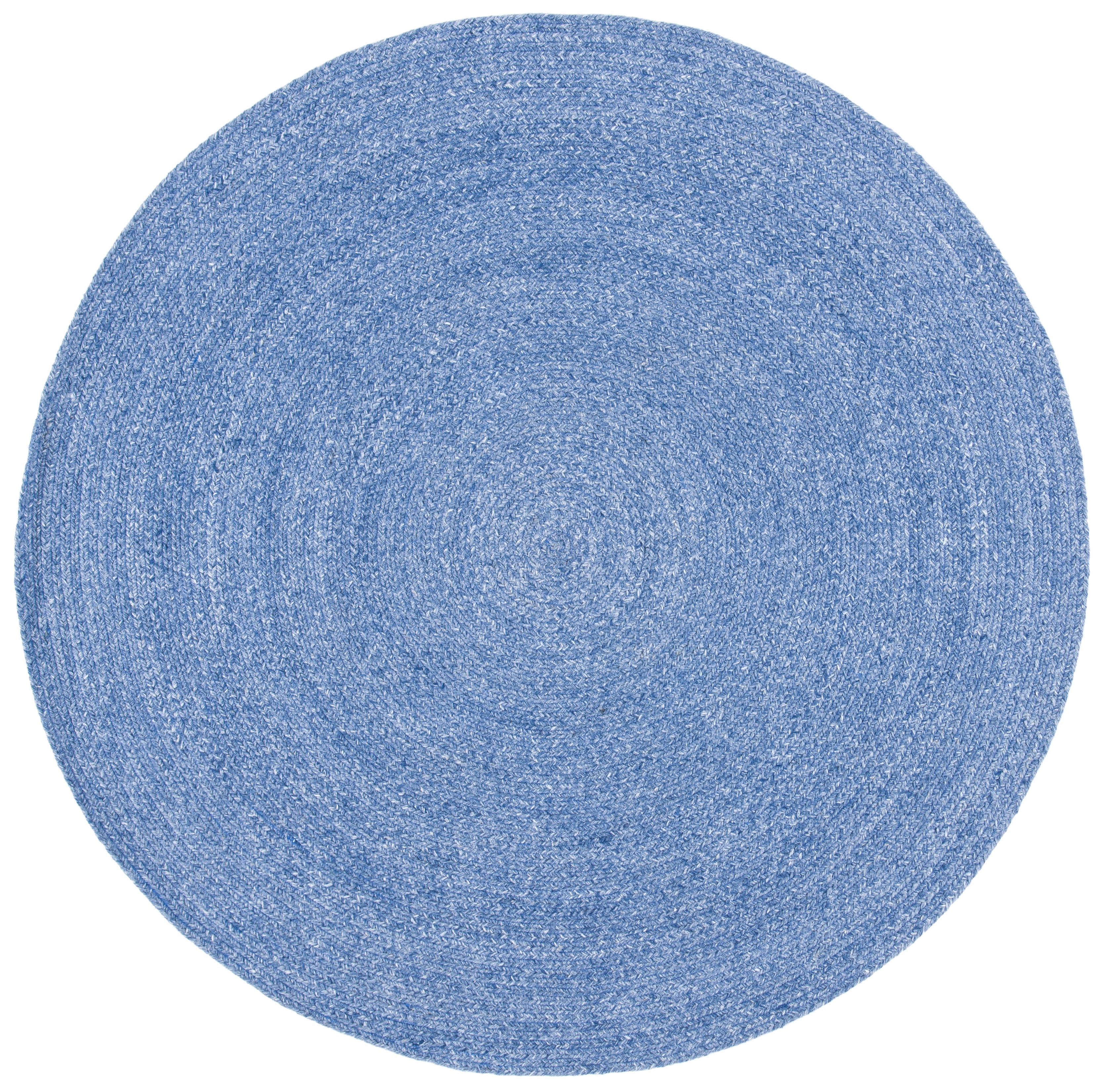 SAFAVIEH Braided Caleb Solid Polyester Reversible Area Rug, Blue, 9' x 9' Round