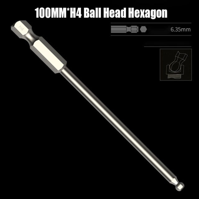 Lefu 1pc Ball End Hex Screwdriver Bit Metric Hex Bit 100mm Long Magnetic Driver Bit