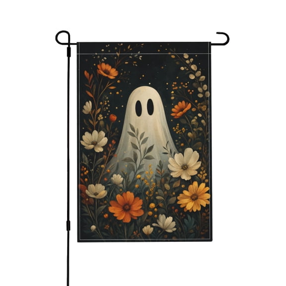 Ghostly Garden Flag with Floral Design for Outdoor Decor, 12x18 inch
