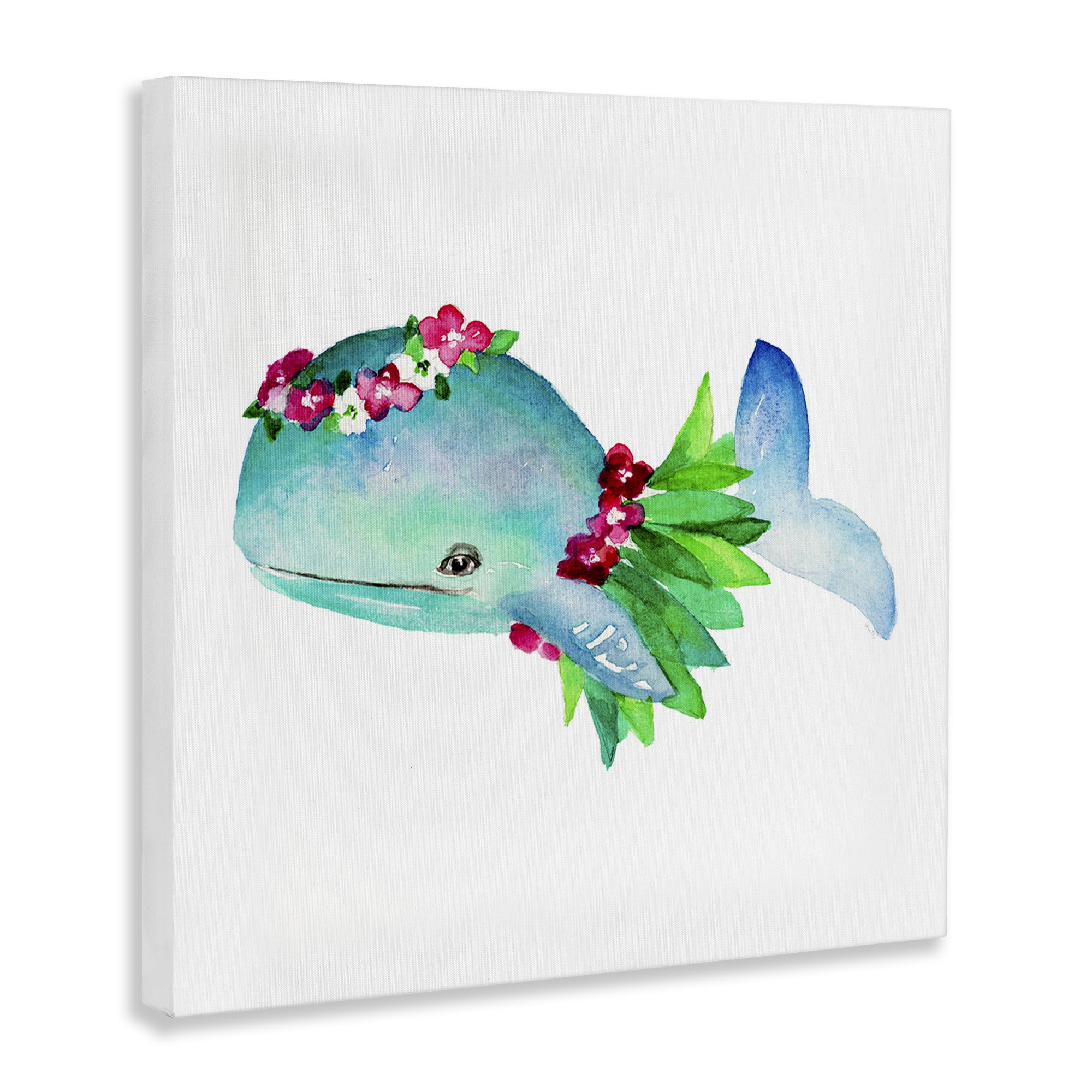 Stupell Industries Hula Skirt Whale Novelty Painting Gallery Wrapped Canvas Art Print Wall Art, 24 x 24