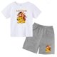 thumbnail image 3 of Conjunto de 2 piezas de camiseta y pantalones cortos con estampado de El Rey León Simba para niños y adolescentes, ropa informal de manga corta, traje de moda, 3 of 5