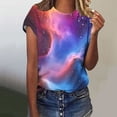 thumbnail image 5 of Ounisa Unisex Short Sleeve T Shirts Crew Neck Starry Sky Galaxy Print Casual Soft Loose Fit Spring Summer Daily Wear Fashion Tops S-5XL, 5 of 6
