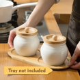 thumbnail image 7 of GZhLonKiMa Ceramic Sugar Bowl with Bamboo Lid and Spoon, 11 Oz White Porcelain Sugar Salt Container Holder, Cute Farmhouse Condiment Pot for Creamer, Spice, Sugar Cube, Ghee, Coffee Bar, Countertop, 7 of 7