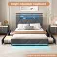 thumbnail image 4 of VEANERWOOD Full Bed Frame with Storage Headboard and 4 DrawersUpholstered Plarform with Built in Charging Station and Adjustable Led Lights, Dark Grey, 4 of 10