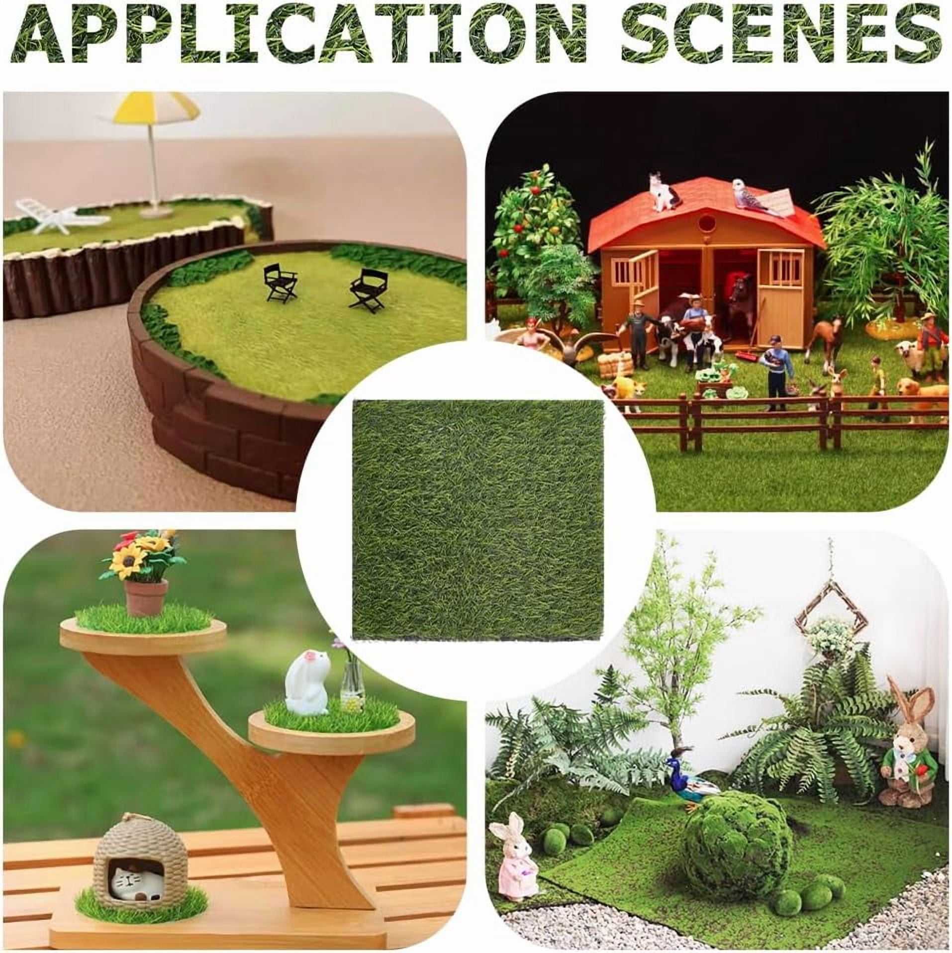 Customized Square Plastic Artificial Moss Micro Scene Garden Decoration Photography Props Accessories Green 310x305x11mm