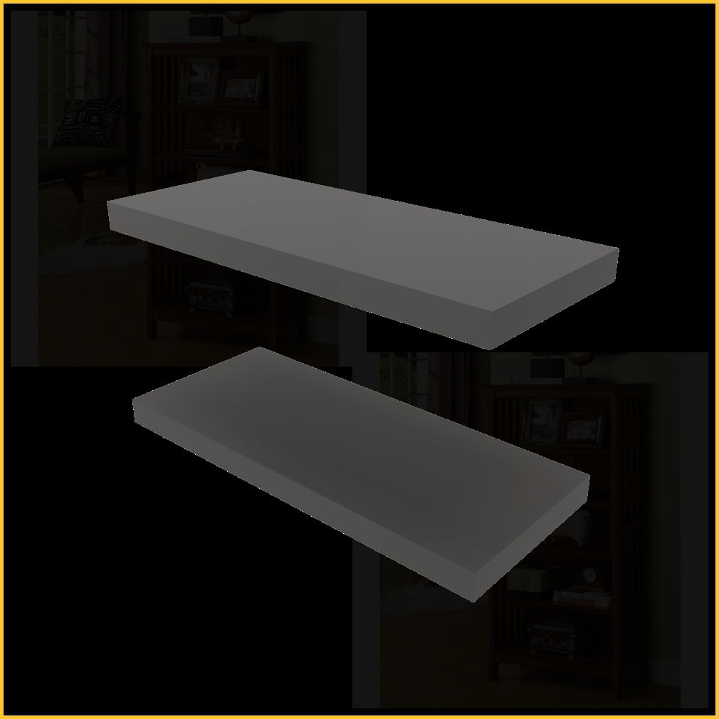 Floating Shelves Set of 2, Modern Wall Mounted | Engineered Wood | Matte Gray